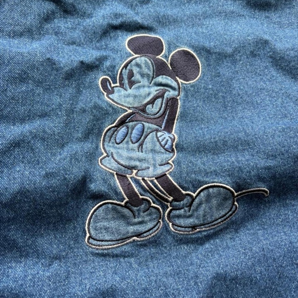 90s Disney Mickey Denim Bomber Jacket - Picture 2 of 8